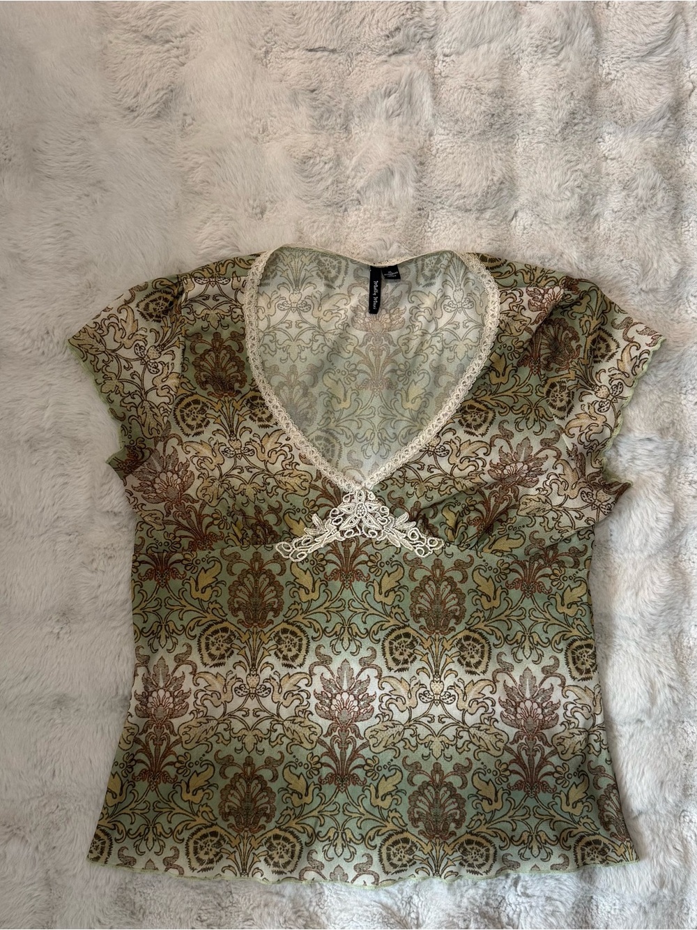 Molly Maxi Cap Sleeve Low V-Neck Olive Green Paisley Blouse